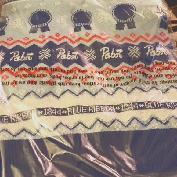 Pabst Blue Ribbon "PBR" Fair Isle Ugly Christmas Sweater Size Medium - Picture 7 of 8